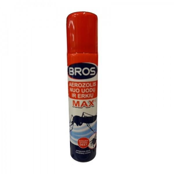 BROS MAX Aerozolis nuo uodų ir erkių 90ml