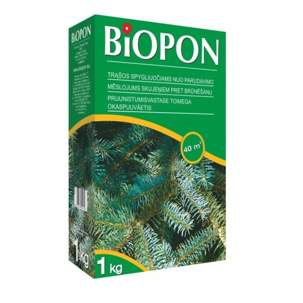 BIOPON trąšos spygliuočiams nuo rudavimo 1kg (granulės)