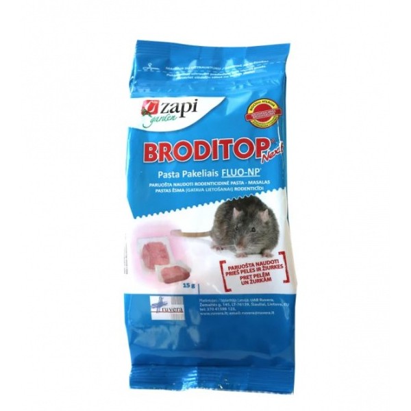 BRODITOP NEXT pasta pakeliais žiurkėms ir pelėms, 150 g raticidas