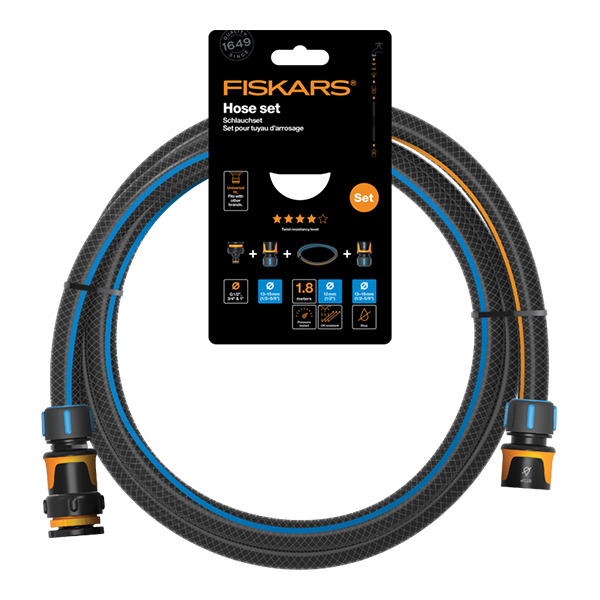 Fiskars sodo žarnos ir jungių rinkinys 1/2" 1.8m