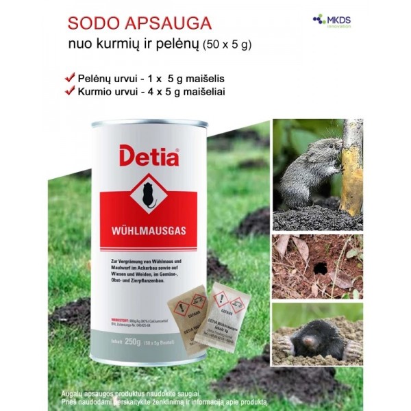 DETIA WUHLMAUSGAS granulės pelėnams, kurmiams 250g