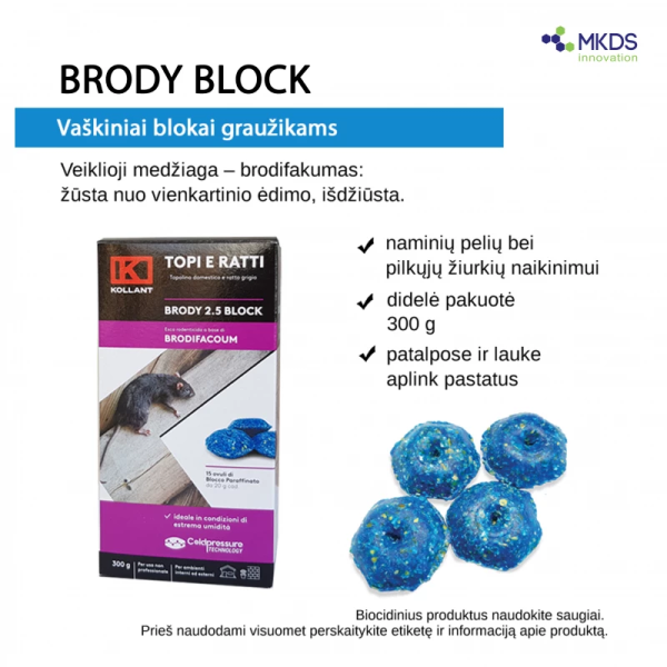 BRODY block vaškiniai blokai graužikams, 300g