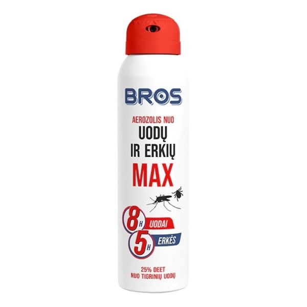 BROS MAX Aerozolis nuo uodų ir erkių 90ml (NAUJAS)