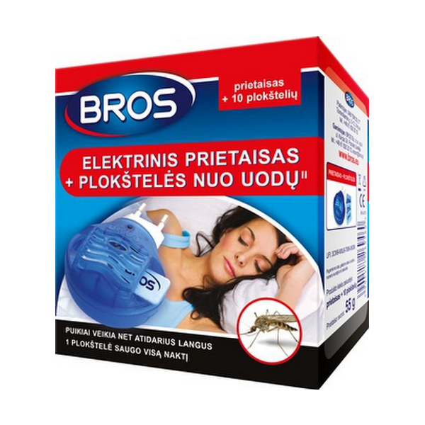 BROS Elektrinis fumigatorius + plokštelės nuo uodų 10vnt