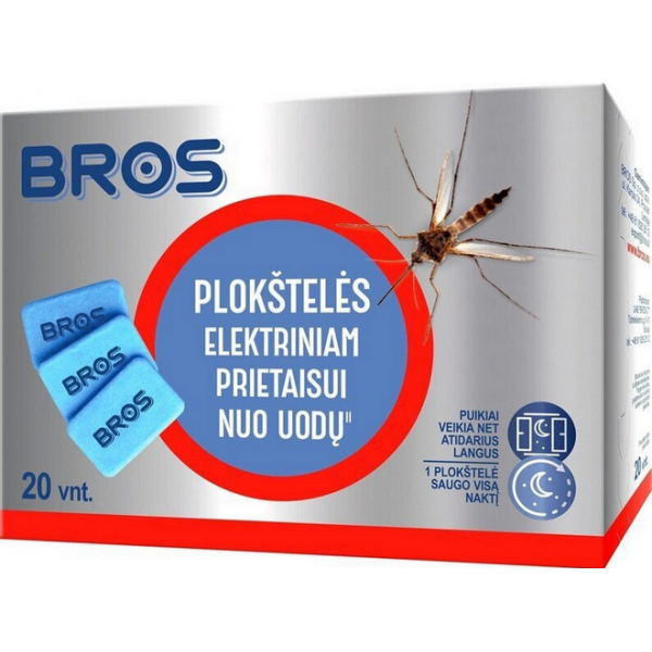 BROS plokštelės nuo uodų elektriniam prietaisui, 20vnt