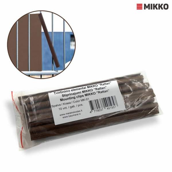 Klipsai tvoros juostai MIKKO Rattan 190 mm (10vnt) Rudas MK - 01