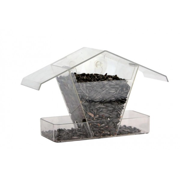 GARDEN & FUN skaidri akrilo paukščių lesyklėlė langui 24 x 9 x 15 cm