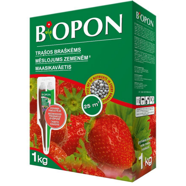 BIOPON trąšos braškėms ir žemuogėms 1kg (granulės)