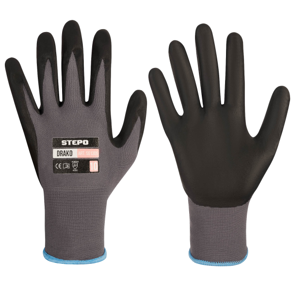 Darbo pirštinės DRAKO aplietos nitrilo puta. 9 dydis