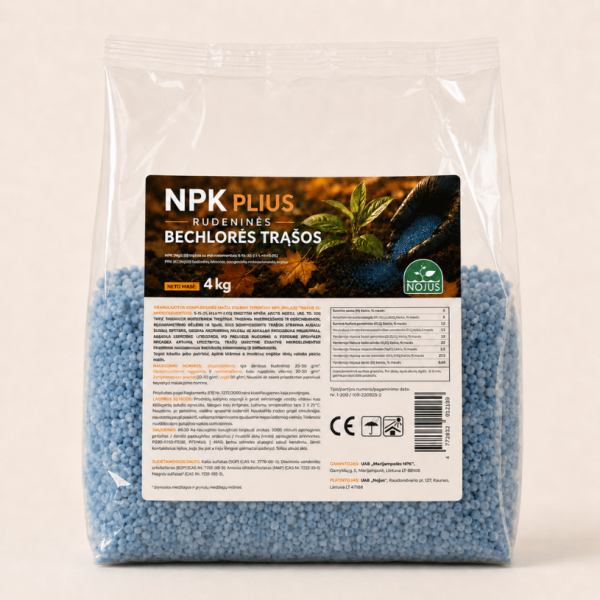 NPK PLIUS 4 kg 5-15-25 universalios rudeninės bechlorės NOJUS trąšos